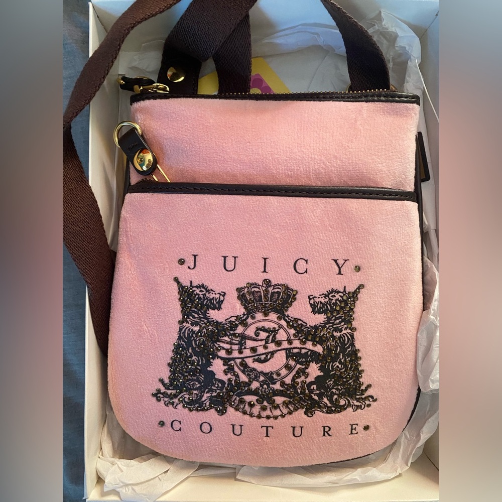 COPY - Juicy Couture Pink and Brown Crossbody Bag with Signature Logo